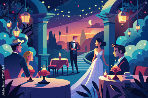 Explore the romantic atmosphere  candlelit evening reception
