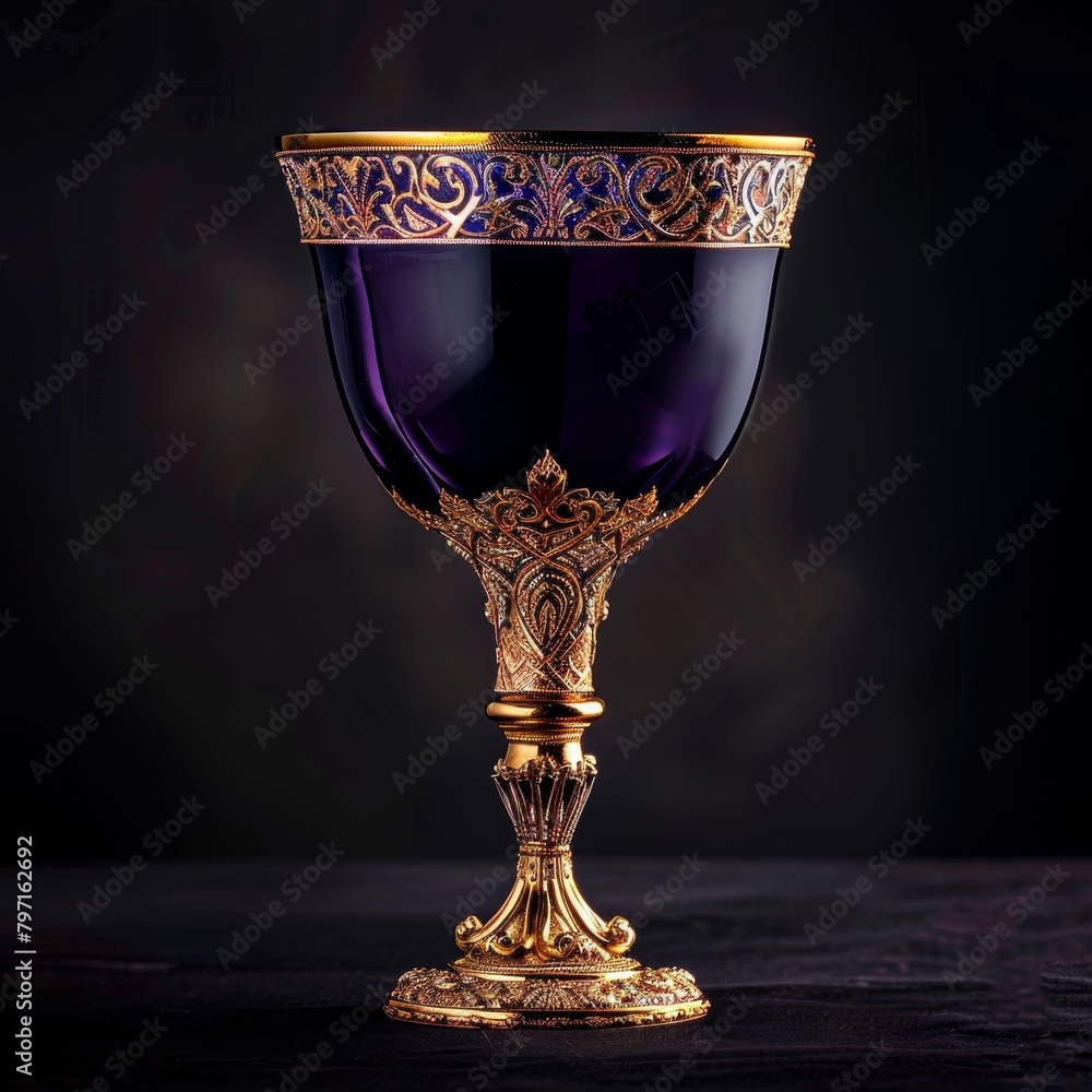 Elegant ornate goblet on a dark background Elegant ornate goblet on a dark background