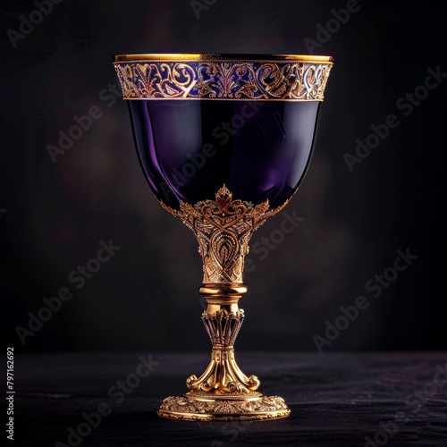 Elegant ornate goblet on a dark background