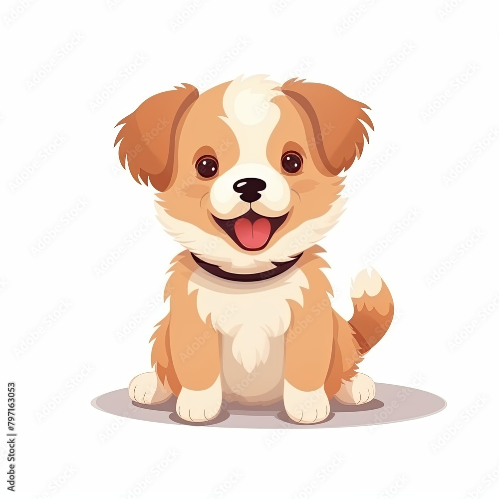 flat illustration of cute pleasant puppy flat illustration of cute pleasant puppy
