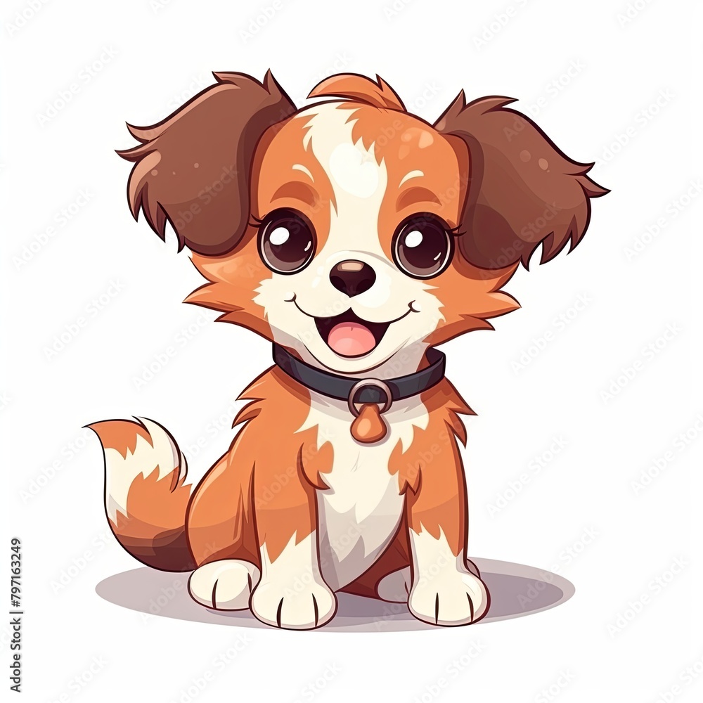 flat illustration of cute pleasant puppy flat illustration of cute pleasant puppy