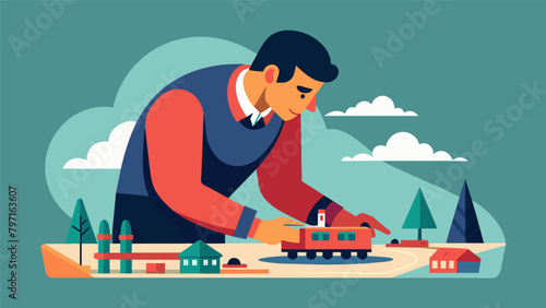 With each delicate stroke the mans concentration deepens as he adds intricate details to a model train set temporarily escaping the chaos of the.
