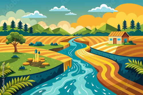 Chemical runoff from agricultural fields polluting nearby waterways, threatening the health of both ecosystems and communities