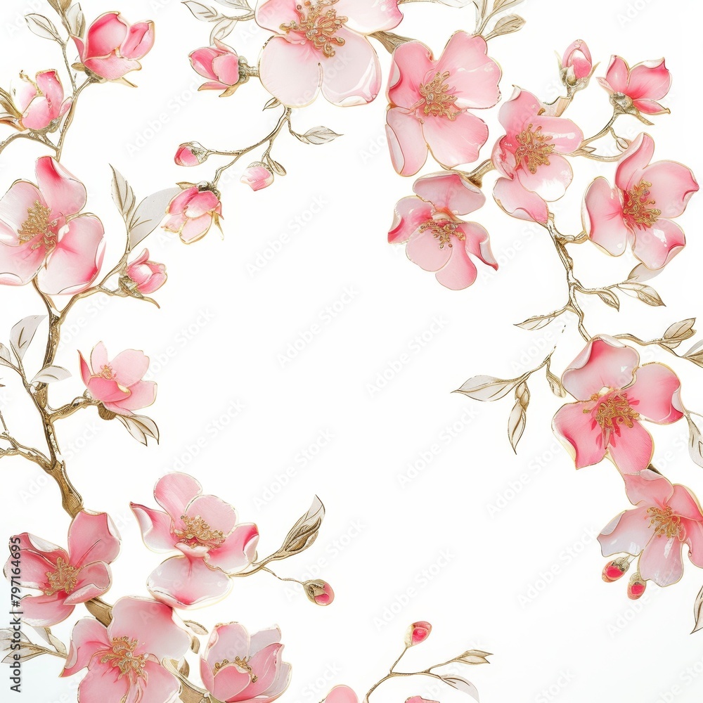 Fototapeta premium Elegant cherry blossoms on a white background