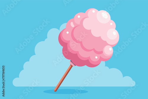 A whimsical cotton candy dessert featuring fluffy clouds of spun sugar served on a stick or nestled in a delicate glass