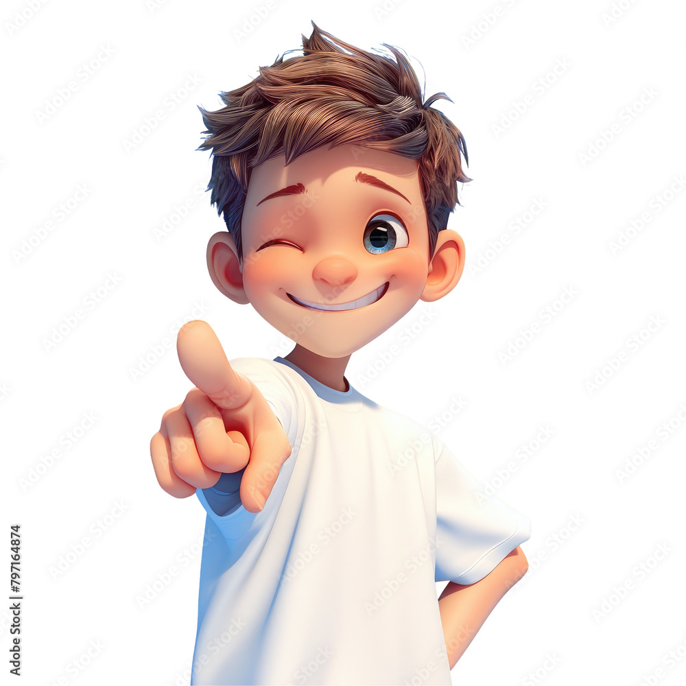 A cheerful young Indian cartoon character is dressed casually in a white t shirt pointing both index fingers directly at the camera with a smile as if urging you on He stands alone against A cheerful young Indian cartoon character is dressed casually in a white t shirt pointing both index fingers directly at the camera with a smile as if urging you on He stands alone against