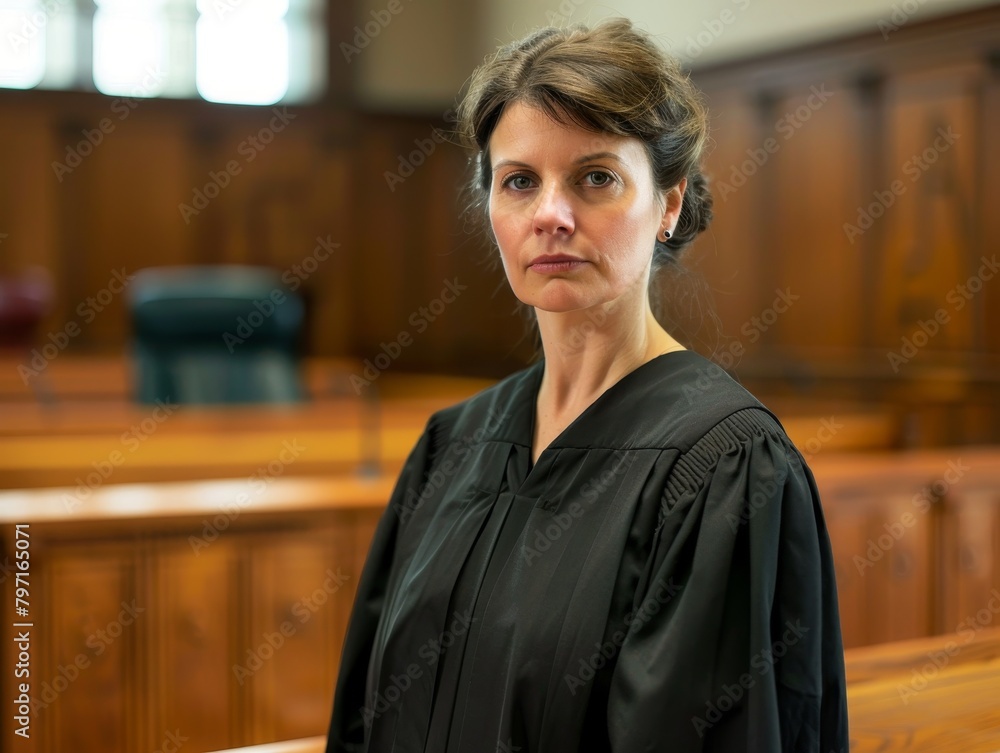 Fototapeta premium Confident female judge in a courtroom