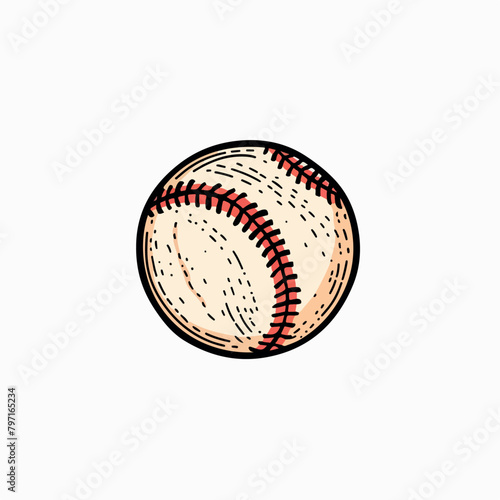 Baseball in cartoon, doodle style. Image for t-shirt, web, mobile apps and ui. Isolated 2d vector illustration in logo, icon, sketch style, Eps 10. AI Generative