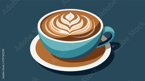 An artisanal latte art design crafted with precision and detail floating atop a creamy cappuccino..