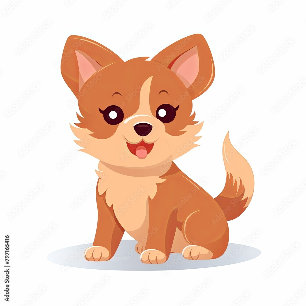flat illustration of cute pleasant puppy flat illustration of cute pleasant puppy