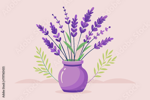 A vase filled with fragrant lavender sprigs, bringing a calming aroma to the room