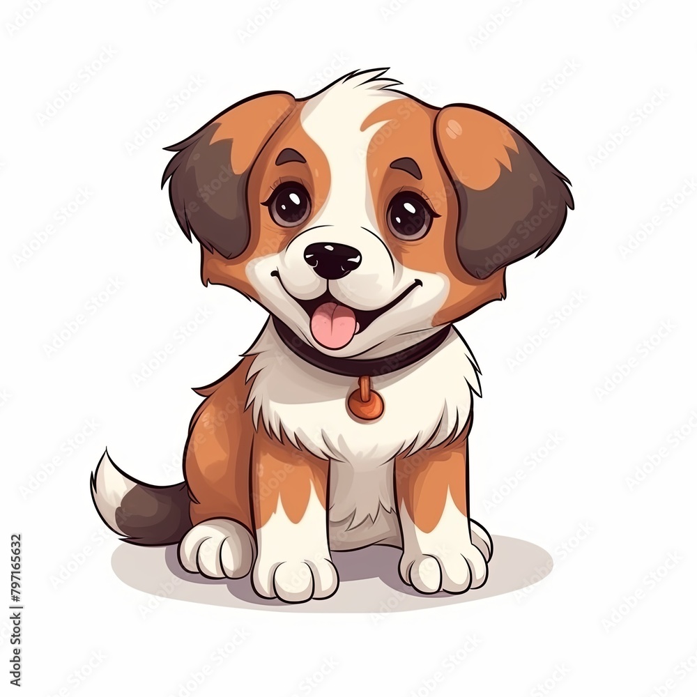 flat illustration of cute pleasant puppy flat illustration of cute pleasant puppy