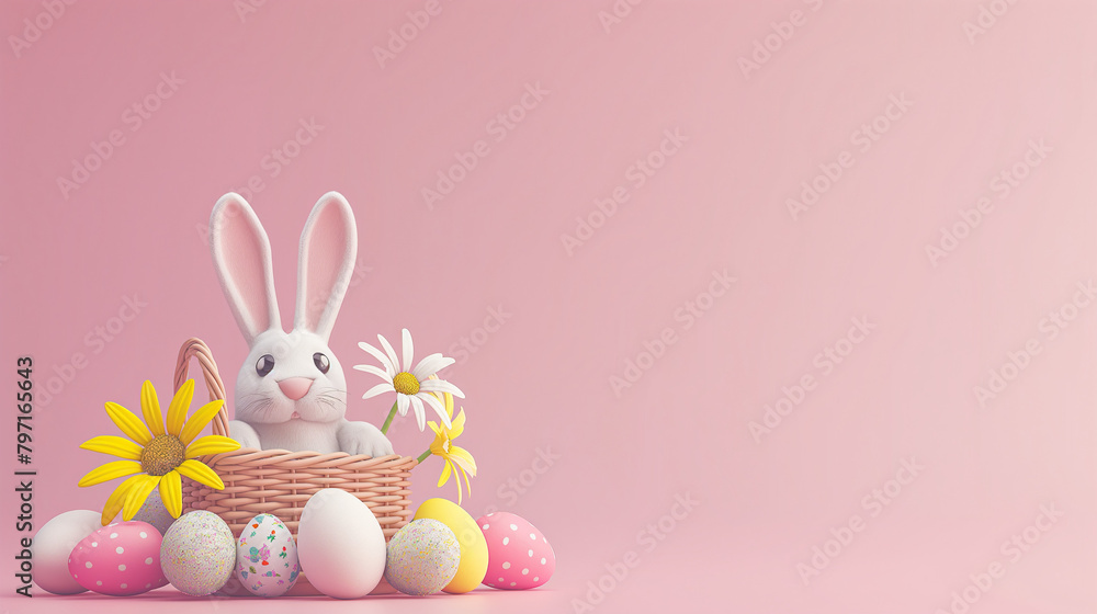 Obraz premium easter bunny with easter eggs