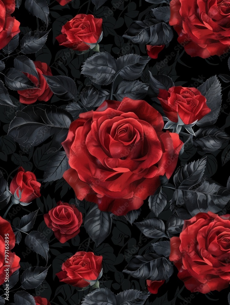 Elegant red roses on a dark background