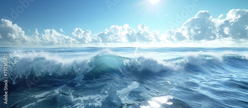 Powerful D Rendering of a Swelling Ocean Wave © Sittichok