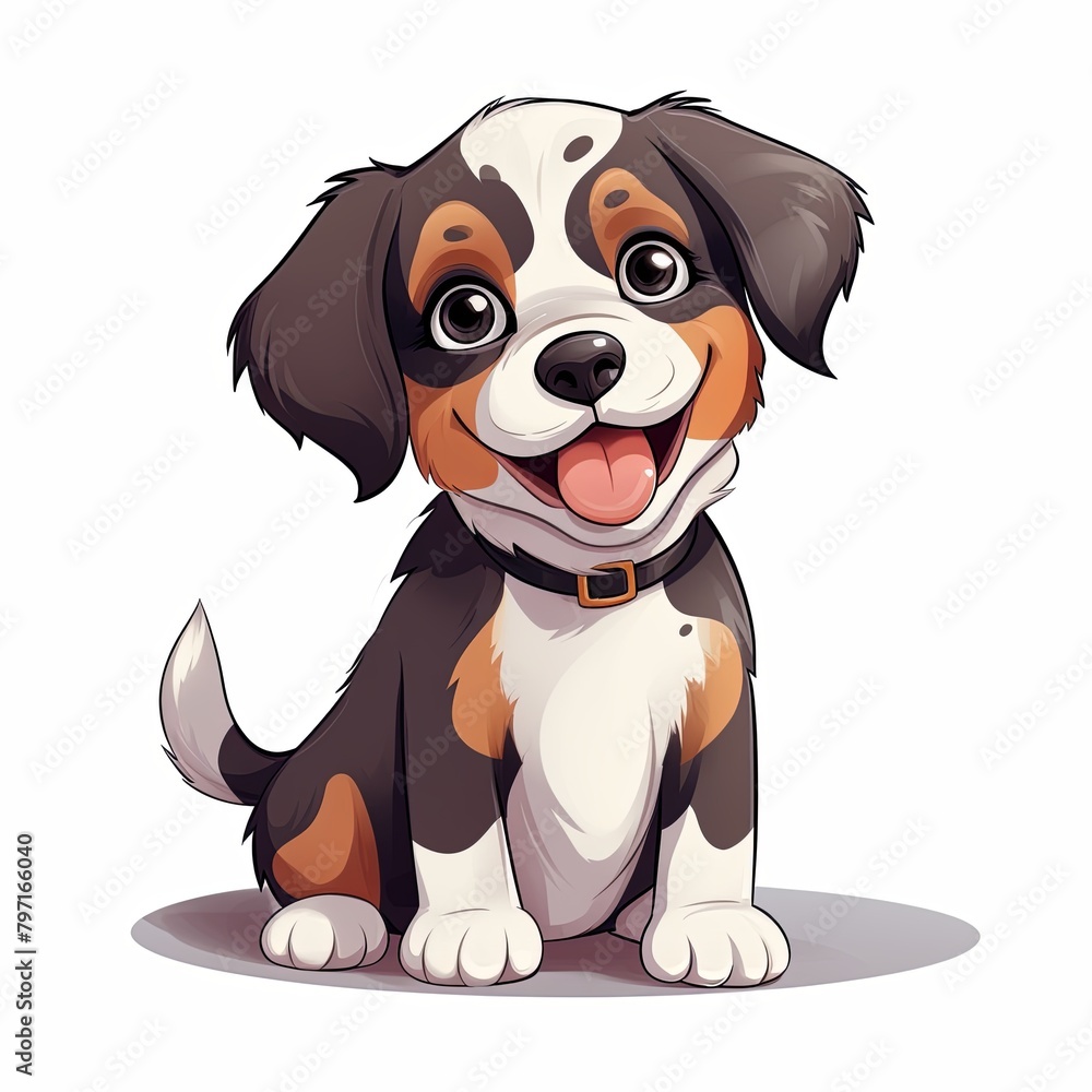 flat illustration of cute pleasant puppy flat illustration of cute pleasant puppy