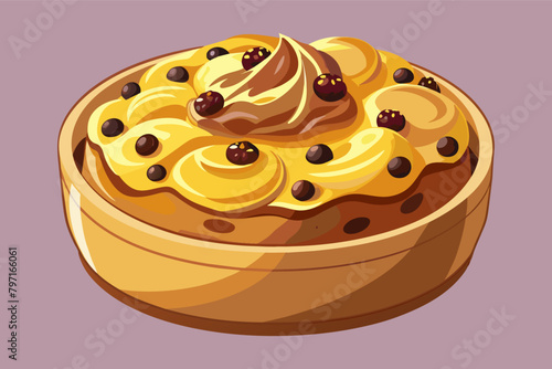 A sumptuous bread and butter pudding made with layers of fluffy brioche, soaked in a rich custard and studded with raisins