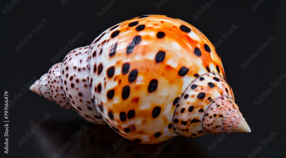 Close-up of a Colorful Seashell on a Dark Background
