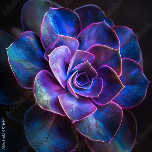 Vibrant Blue and Purple Succulent Plant