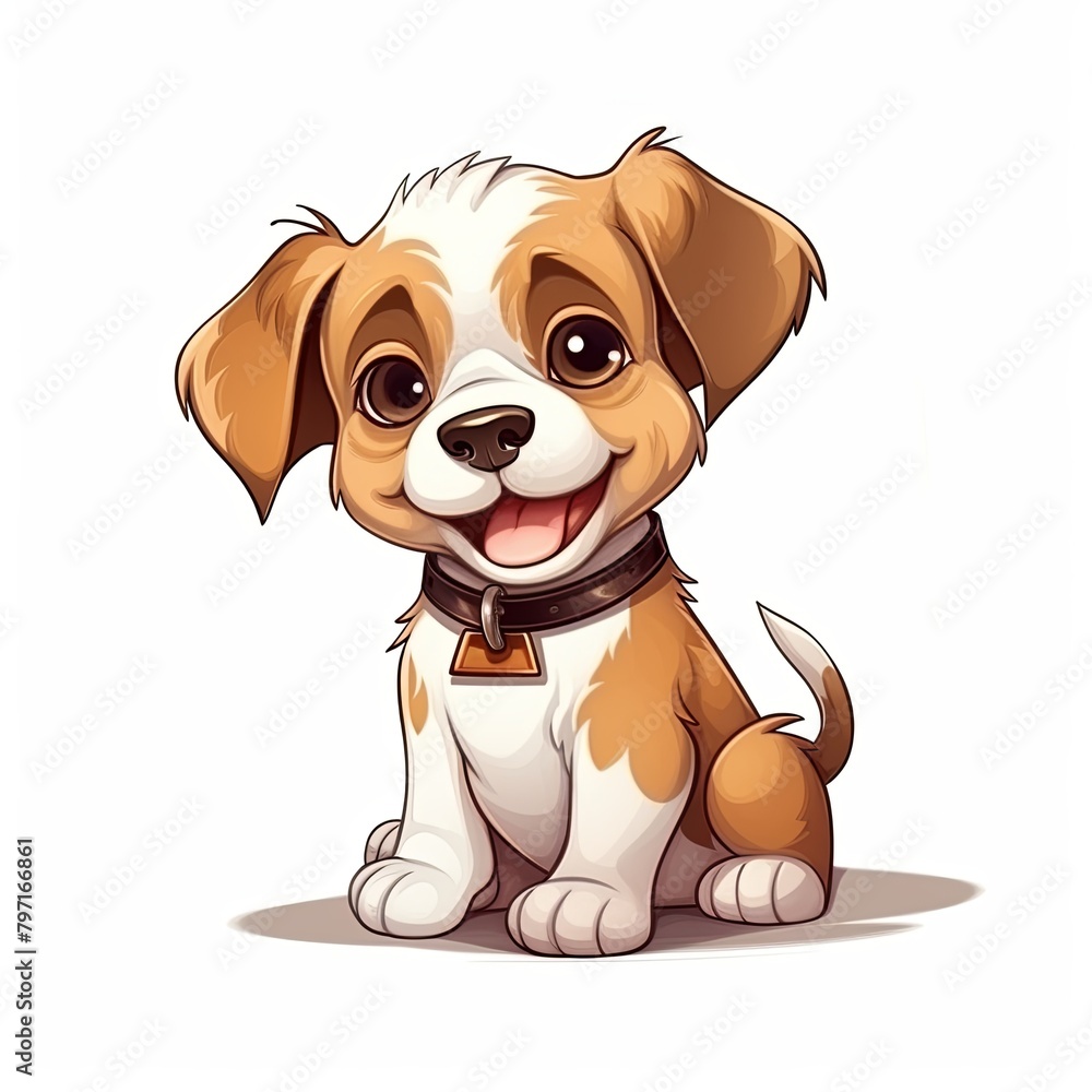 flat illustration of cute pleasant puppy flat illustration of cute pleasant puppy