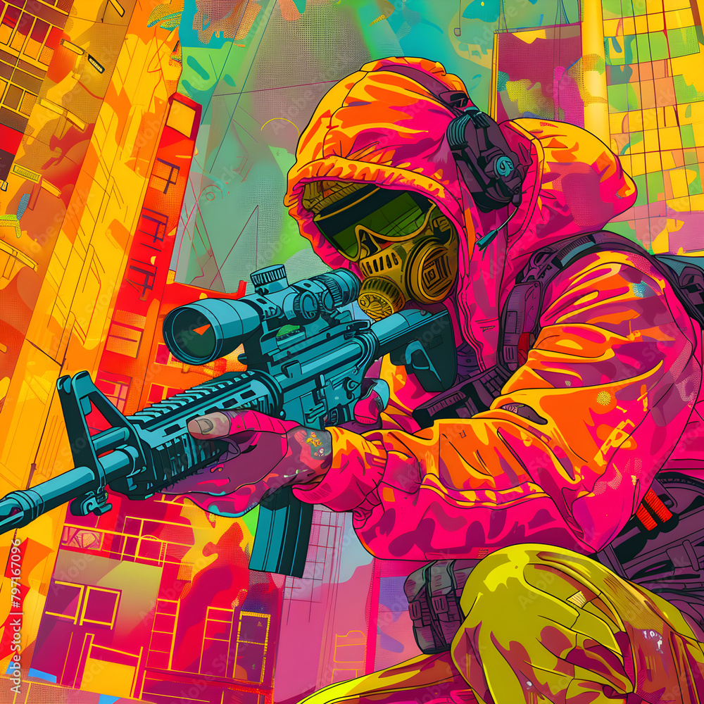 Urban Warrior in Bright Neon Colours Urban Warrior in Bright Neon Colours