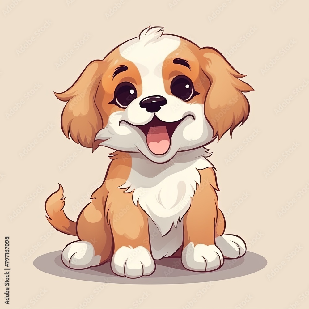 flat illustration of cute pleasant puppy flat illustration of cute pleasant puppy