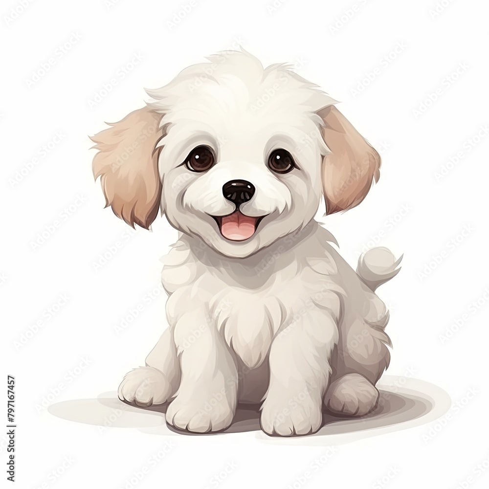 flat illustration of cute pleasant puppy flat illustration of cute pleasant puppy