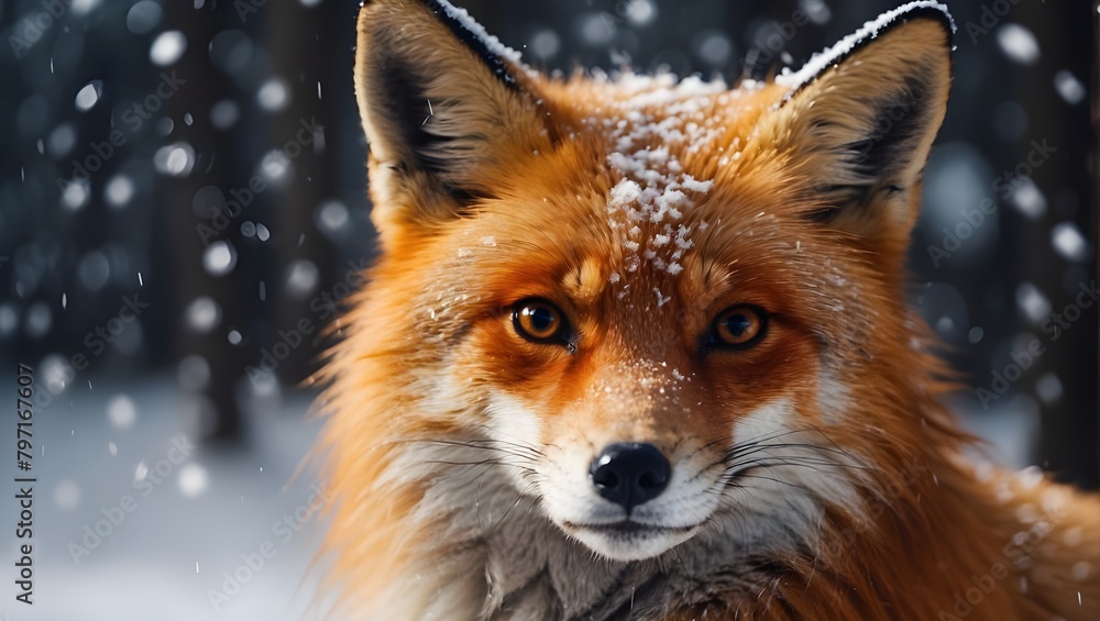 Obraz premium Majestic red brownish fox in the snow