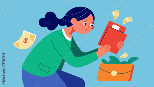 A person hastily searching through their wallet and purse trying to find enough cash to cover an unexpected medical expense.