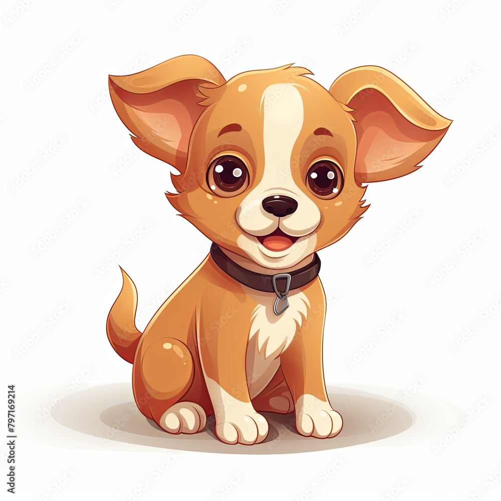 flat illustration of cute pleasant puppy flat illustration of cute pleasant puppy