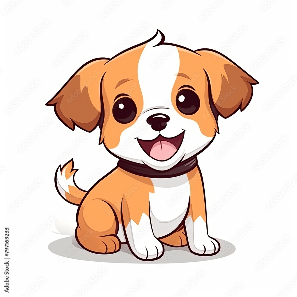 flat illustration of cute pleasant puppy flat illustration of cute pleasant puppy