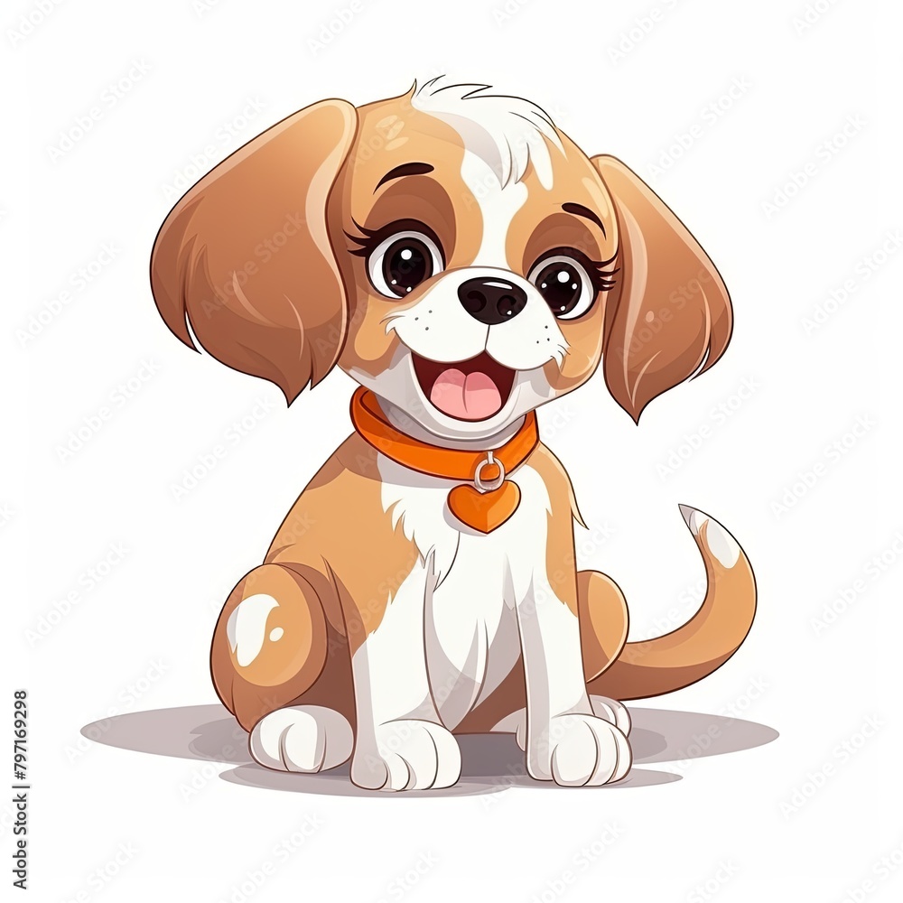 flat illustration of cute pleasant puppy flat illustration of cute pleasant puppy