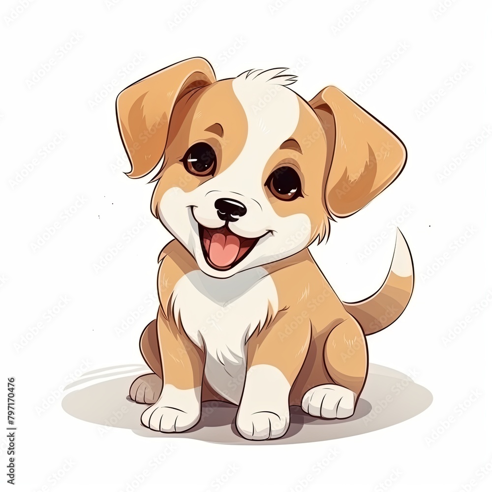 flat illustration of cute pleasant puppy flat illustration of cute pleasant puppy