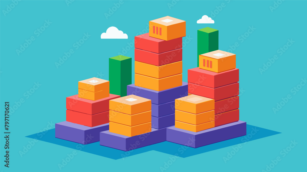 A stack of building blocks with each block representing a compounding interest payment that adds stability and allows the stack to grow taller A stack of building blocks with each block representing a compounding interest payment that adds stability and allows the stack to grow taller