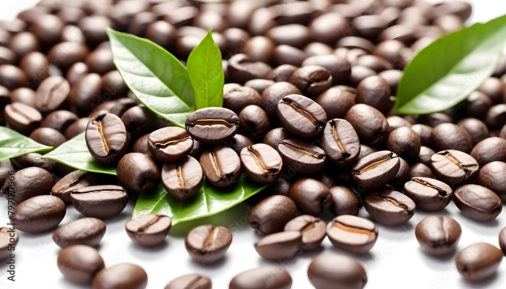 Obraz premium Roasted Coffee Beans Digital Painting Illustration Background Coffeeshop Hot Drink Design