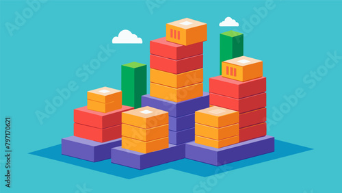 A stack of building blocks with each block representing a compounding interest payment that adds stability and allows the stack to grow taller