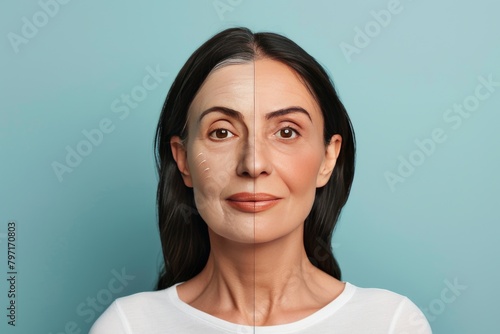 Bone health enhancements in aging skin care merge with restoration processes, focusing on osteoporosis prevention and transformational skincare techniques. photo