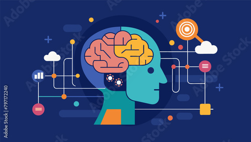 An illustration of a persons brain with a neural implant that allows them to instantly access and analyze ethical codes and principles providing.