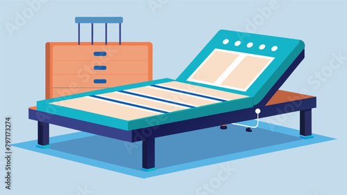 An adjustable bed frame with customizable positions and massage features designed to alleviate tension and promote relaxation for a better nights.