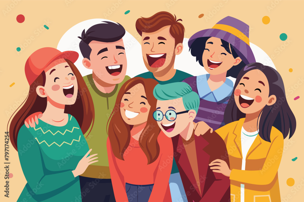 A diverse group of friends laughing together A diverse group of friends laughing together