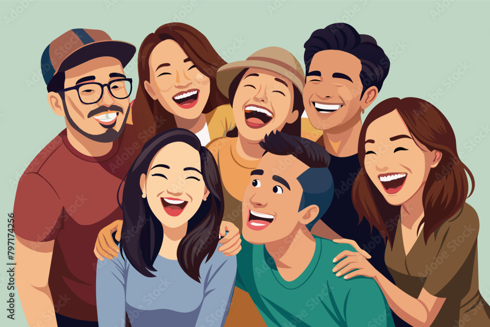 A diverse group of friends laughing together A diverse group of friends laughing together