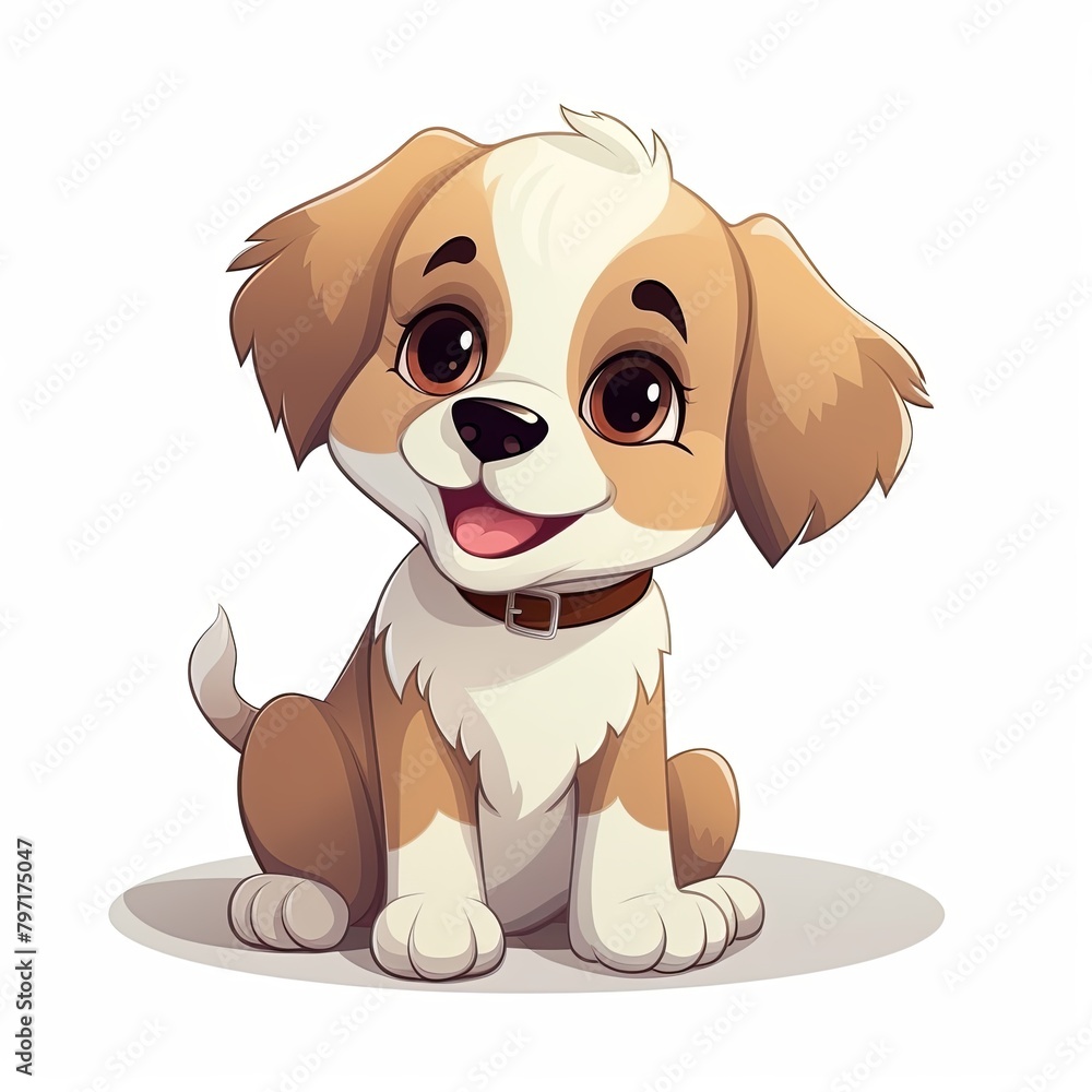 flat illustration of cute pleasant puppy flat illustration of cute pleasant puppy