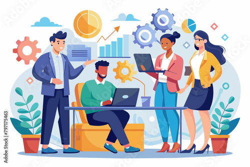 A group of business people collaborating on a project