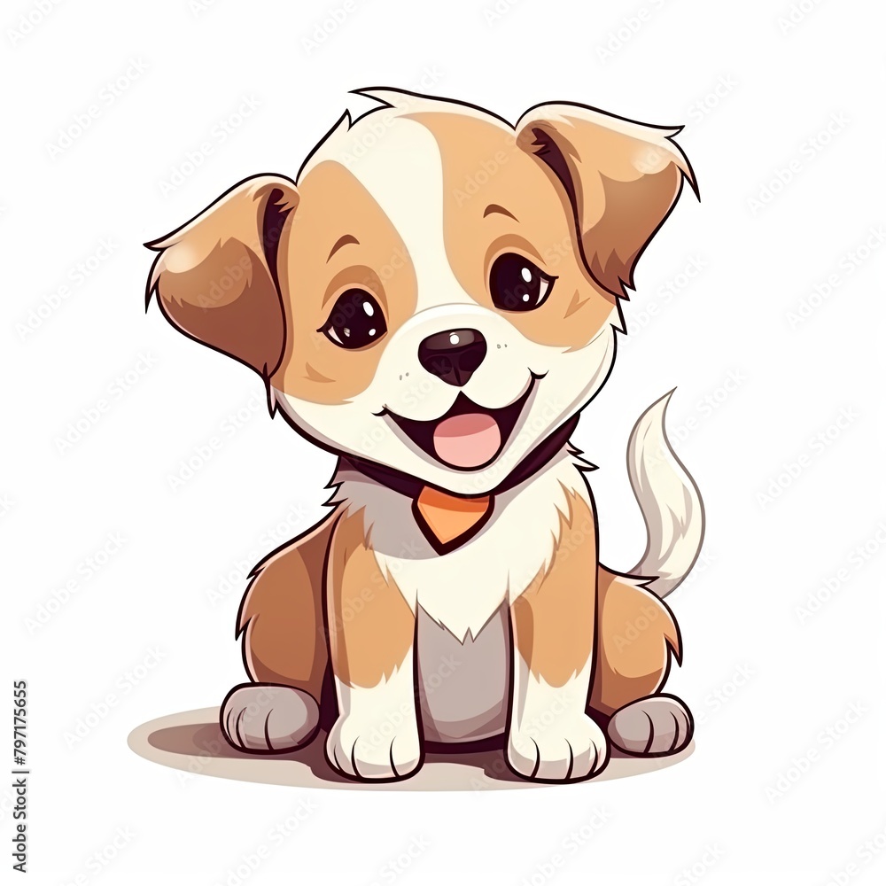flat illustration of cute pleasant puppy flat illustration of cute pleasant puppy