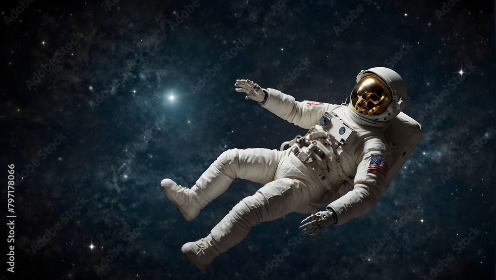 A skeleton astronaut floating in space, surrounded by stars, with Earth visible in the background ai_generated A skeleton astronaut floating in space, surrounded by stars, with Earth visible in the background ai_generated