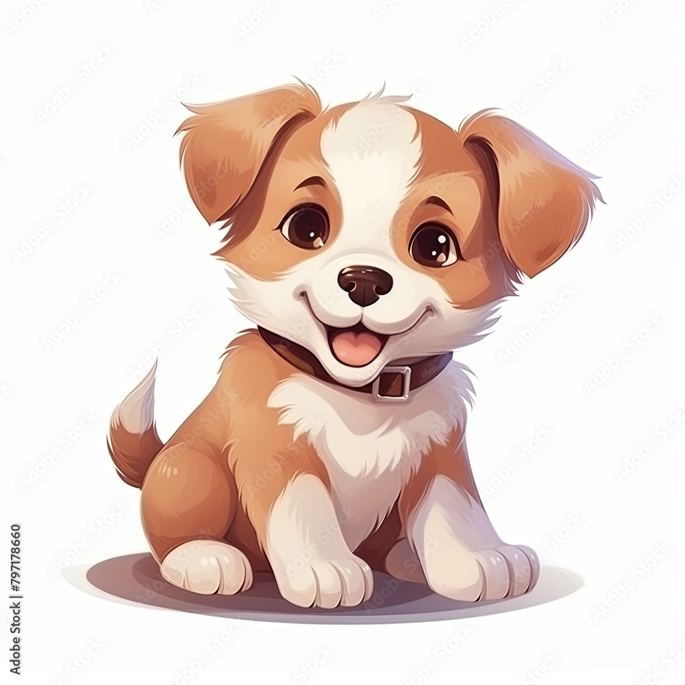 flat illustration of cute pleasant puppy