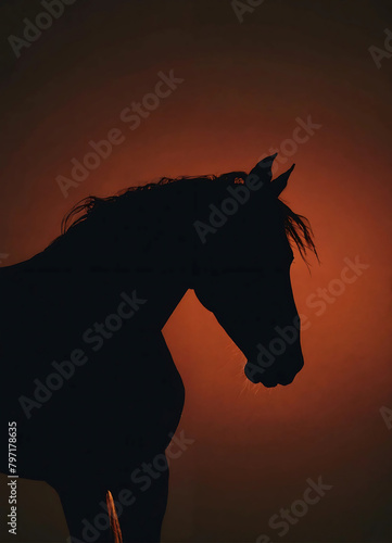 A horse silhouette background. ai generated.