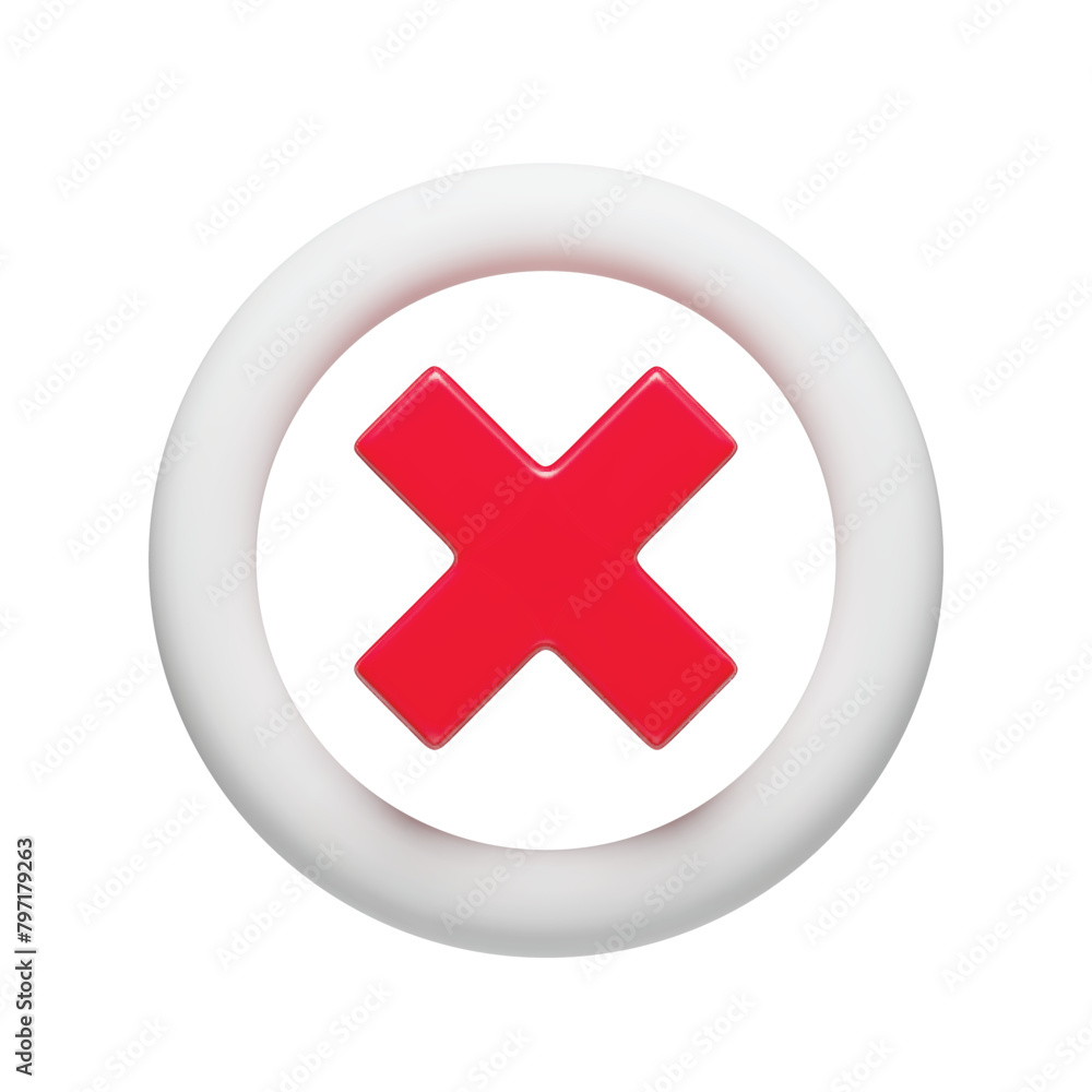 3D realistic red wrong check mark sign in circle. No or incorrect check mark. Disapprove or wrong choice. Multiplication mathematical, arithmetic symbol for alculations three-dimensional vector 3D realistic red wrong check mark sign in circle. No or incorrect check mark. Disapprove or wrong choice. Multiplication mathematical, arithmetic symbol for alculations three-dimensional vector