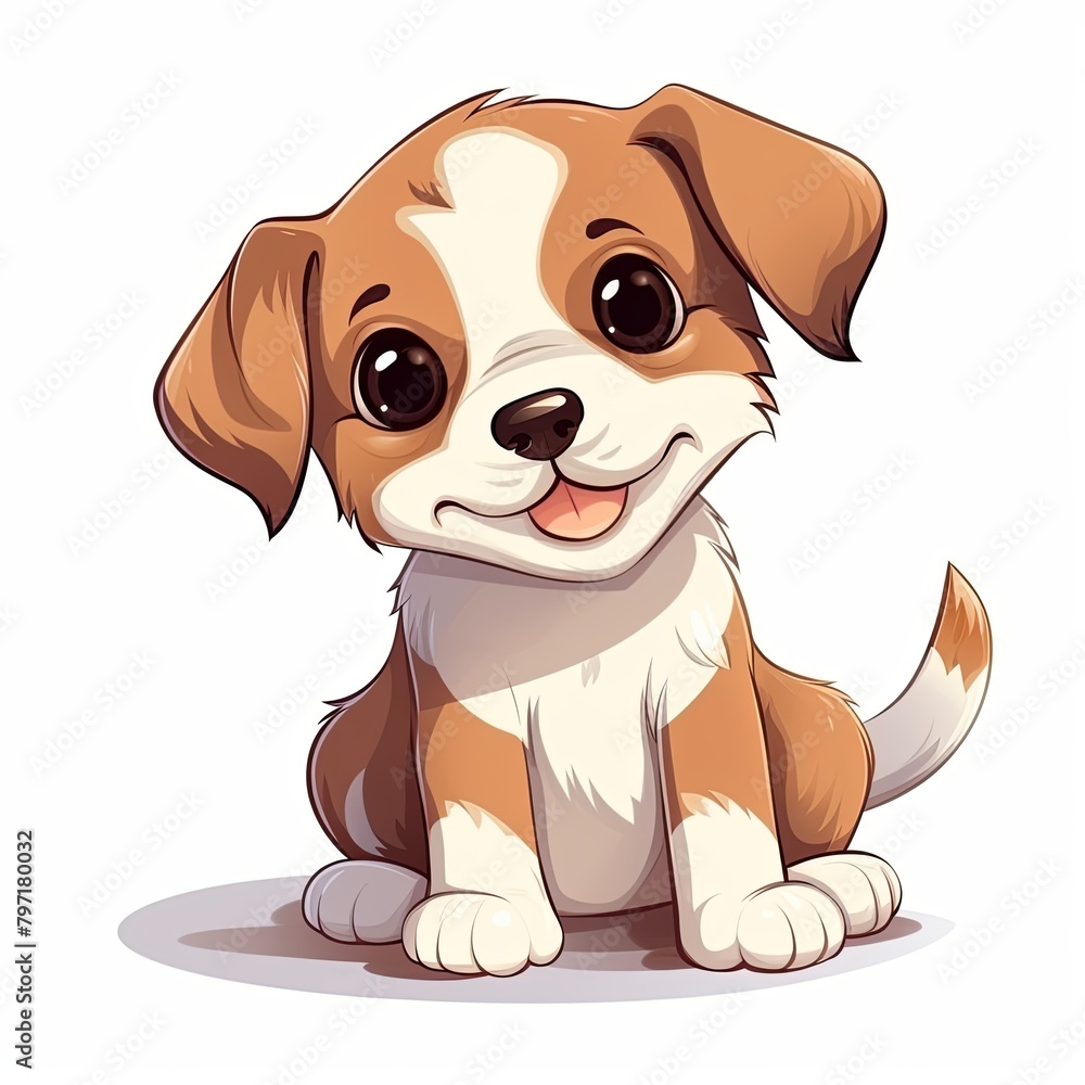 flat illustration of cute pleasant puppy flat illustration of cute pleasant puppy