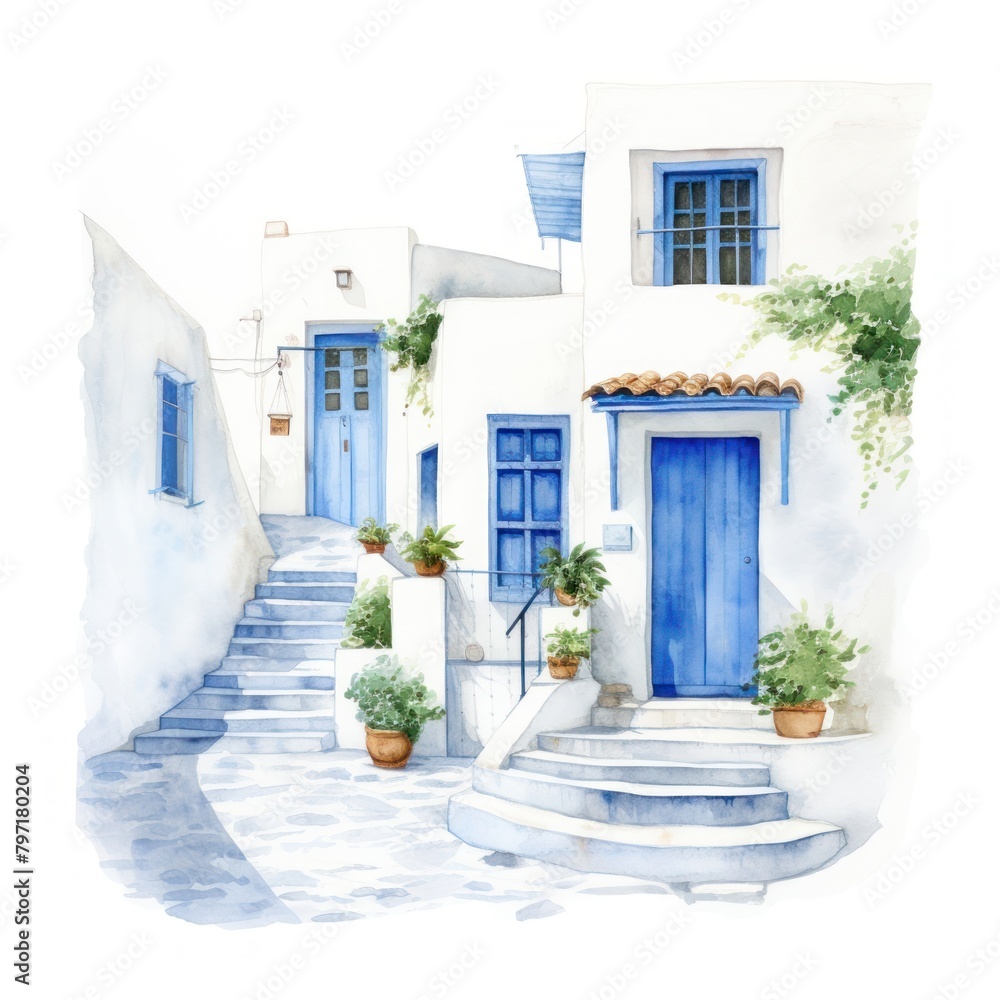 Fototapeta premium Greece architecture staircase building.